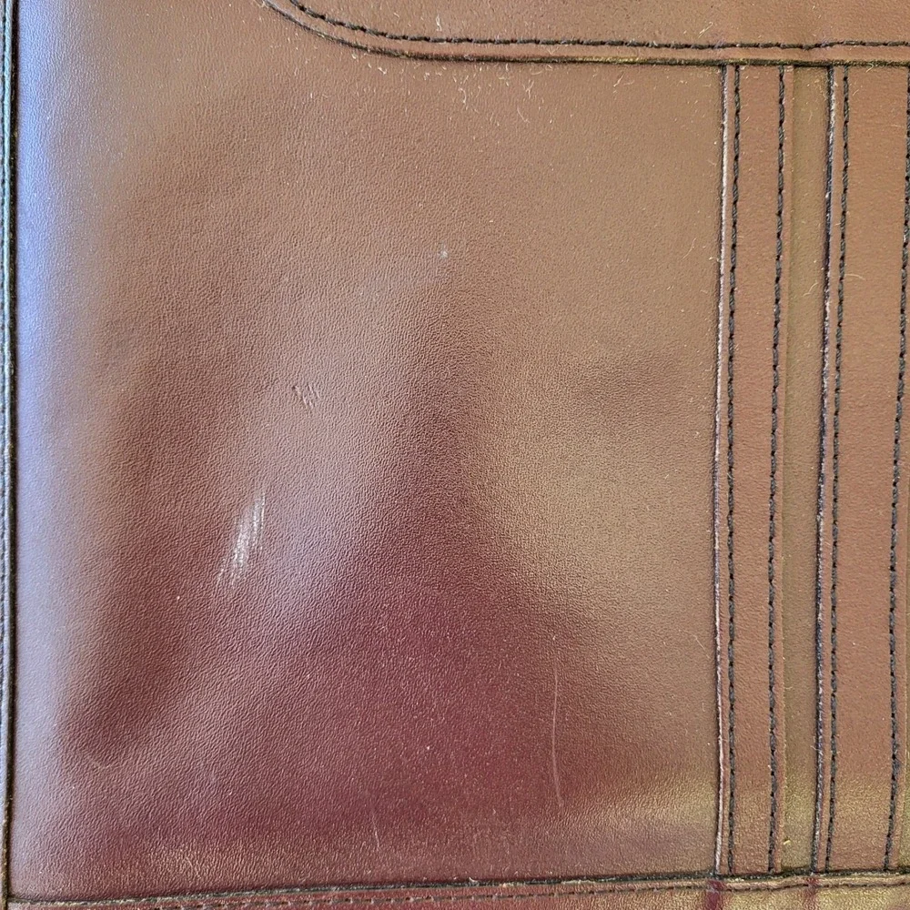 Vintage Burgundy Leather Briefcase Attache Case Integrated Handle Professional